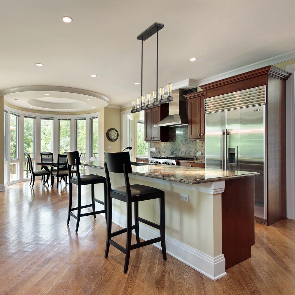 Kirkland 472 Linear Chandelier in kitchen.