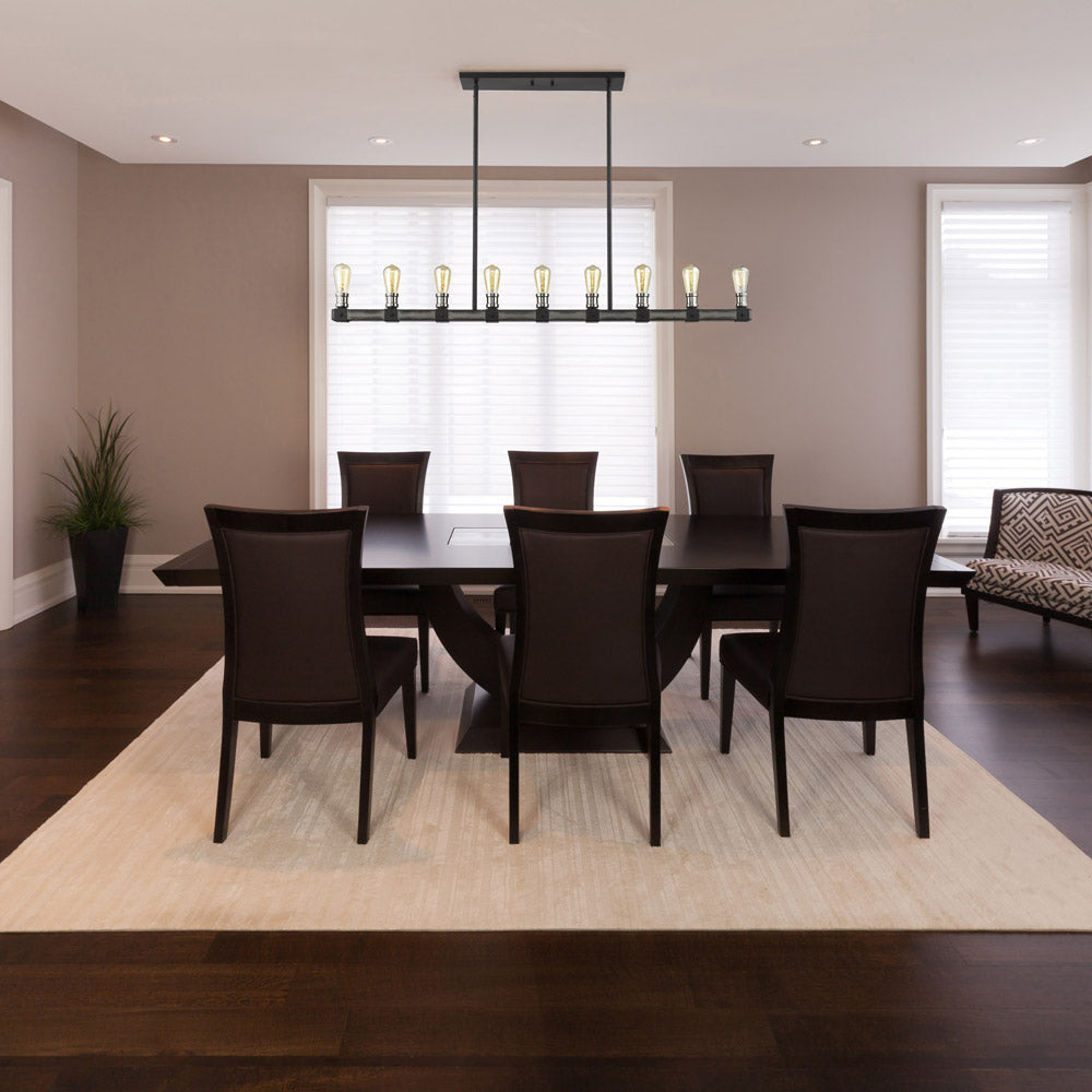 Kirkland 472 Linear Chandelier in dining room.