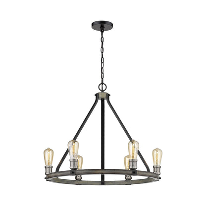 Kirkland Multi Light Chandelier in Ashen Barnboard (6-Light).