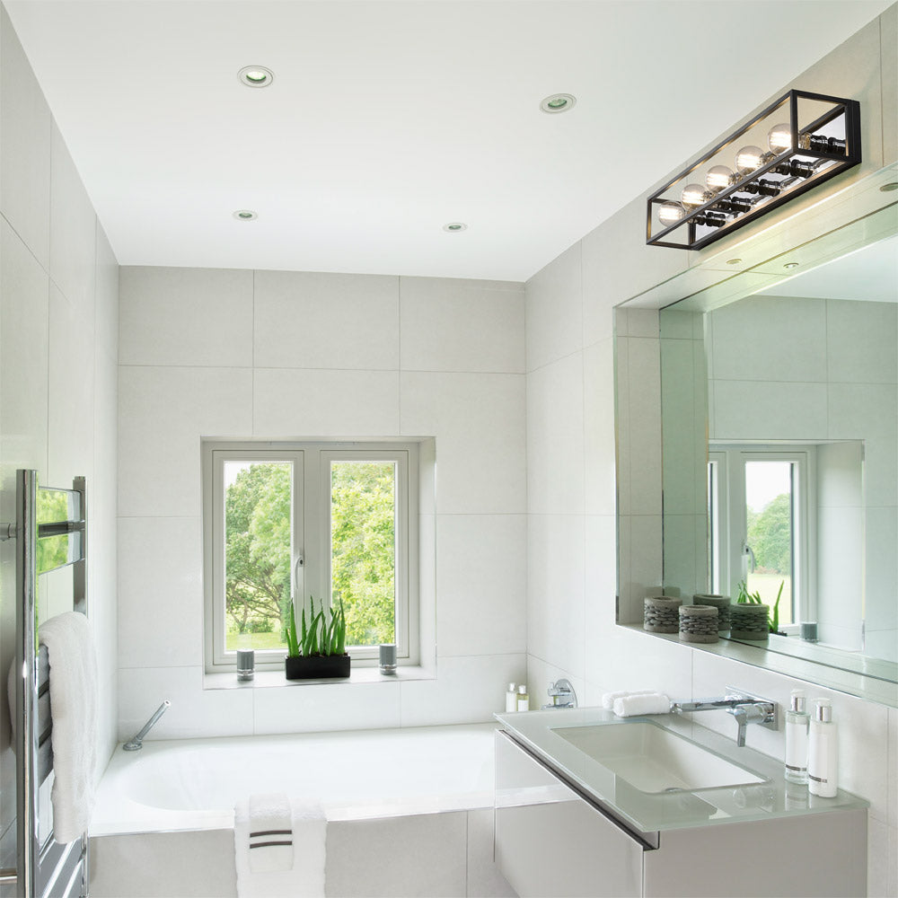 Kube Bath Vanity Light in bathroom.