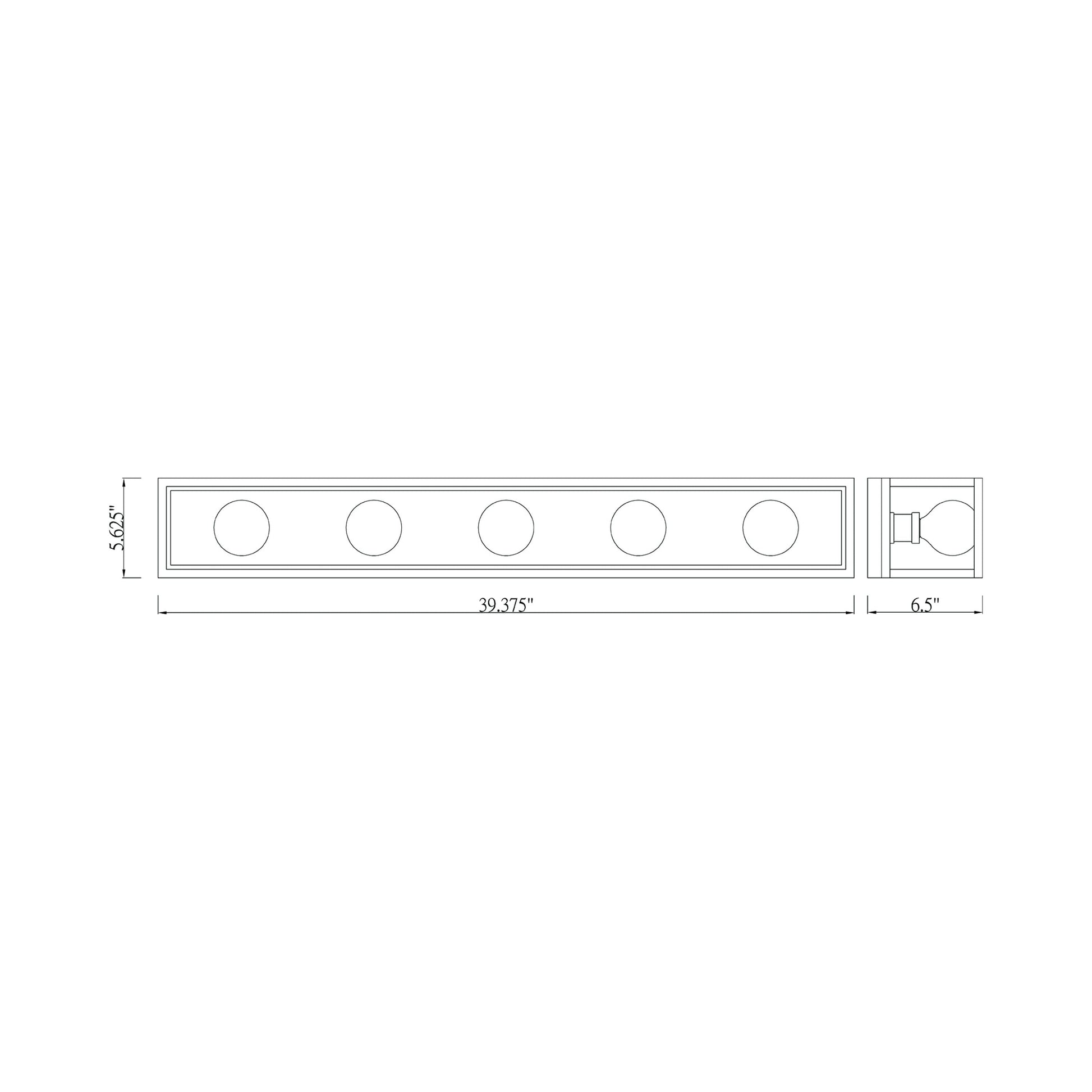 Kube Bath Vanity Light - line drawing.