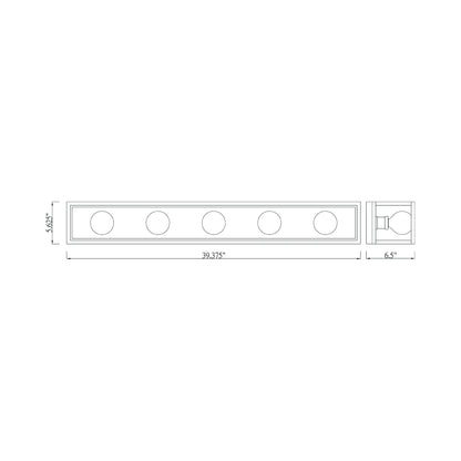Kube Bath Vanity Light - line drawing.