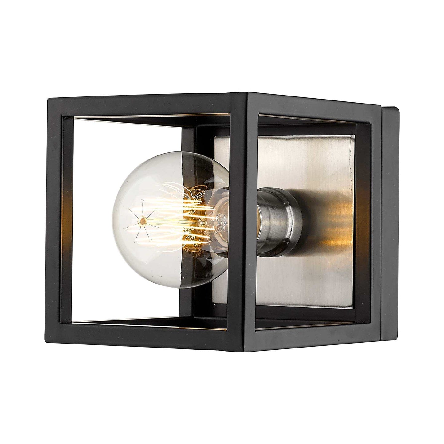 Kube Bath Wall Light in Matte Black/Brushed Nickel.
