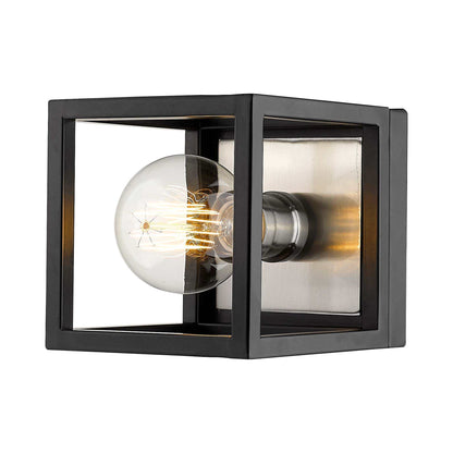 Kube Bath Wall Light in Matte Black/Brushed Nickel.