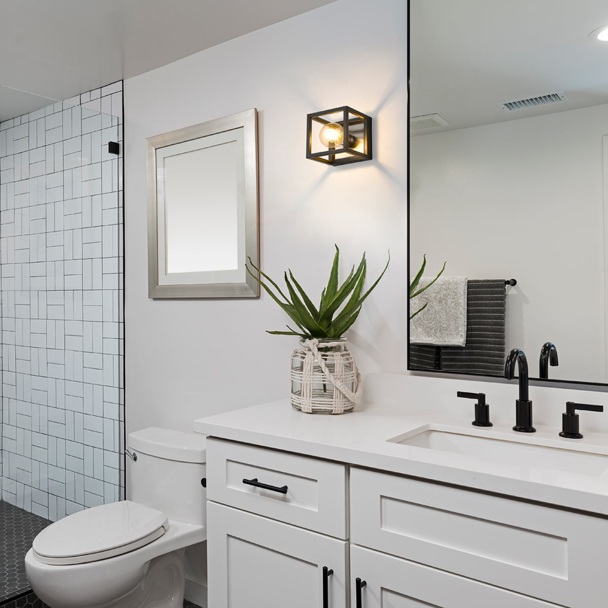 Kube Bath Wall Light in bathroom.