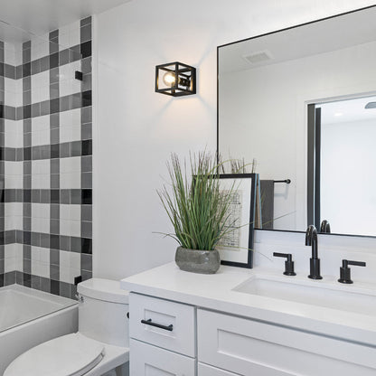 Kube Bath Wall Light in bathroom.