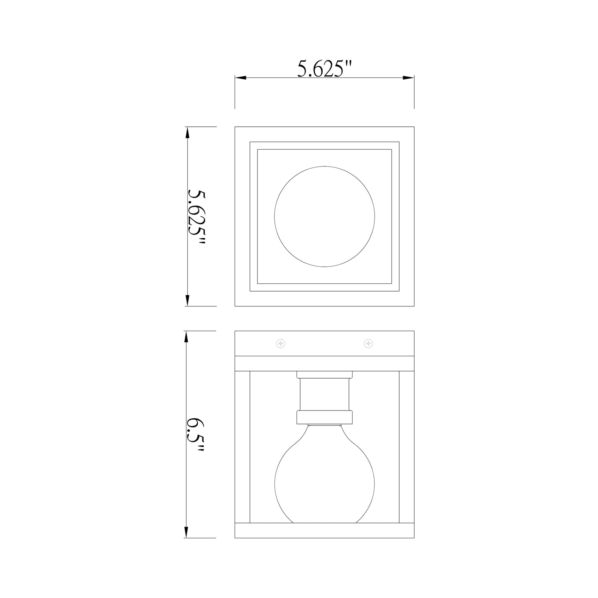 Kube Bath Wall Light - line drawing.