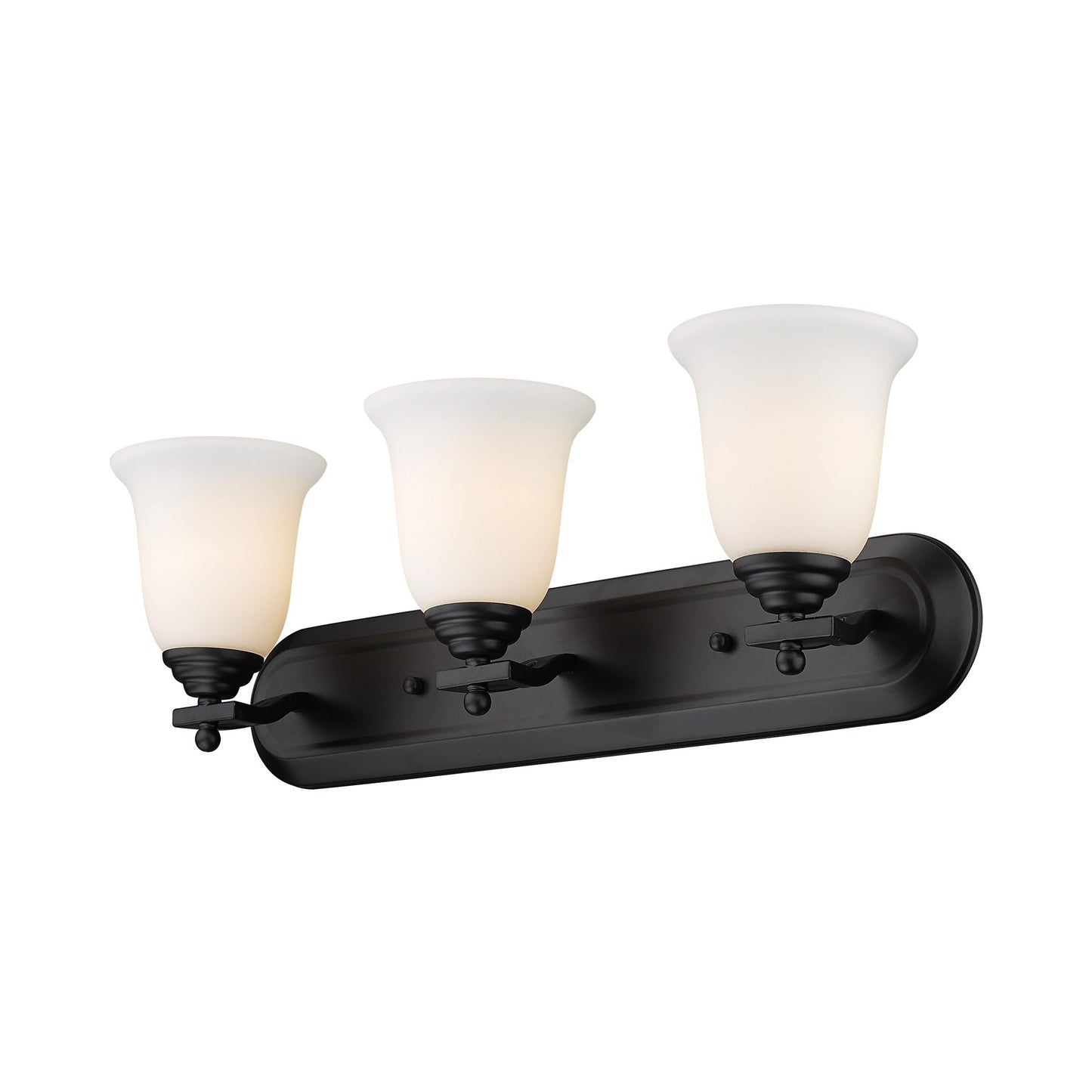 Lagoon Bath Vanity Light in Matte Black (3-Light).