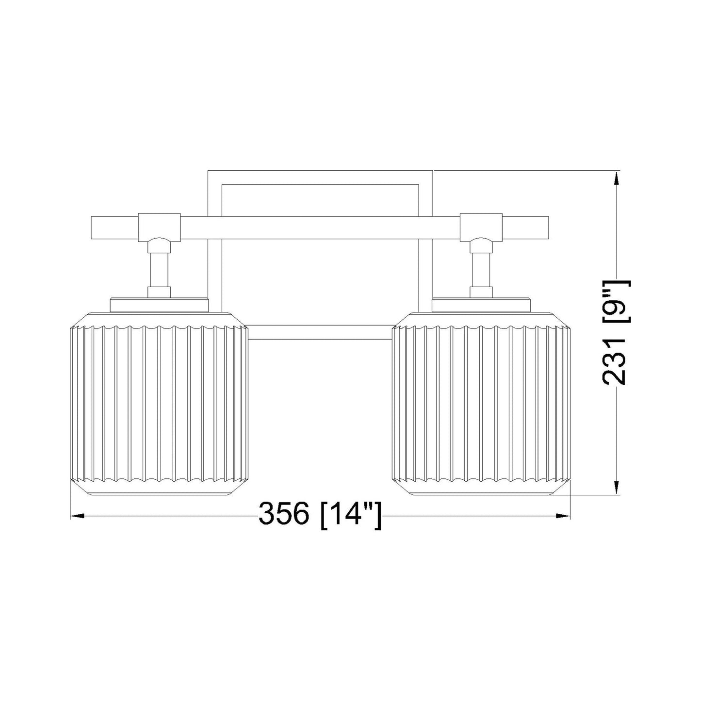 Landon Bath Vanity Light - line drawing.