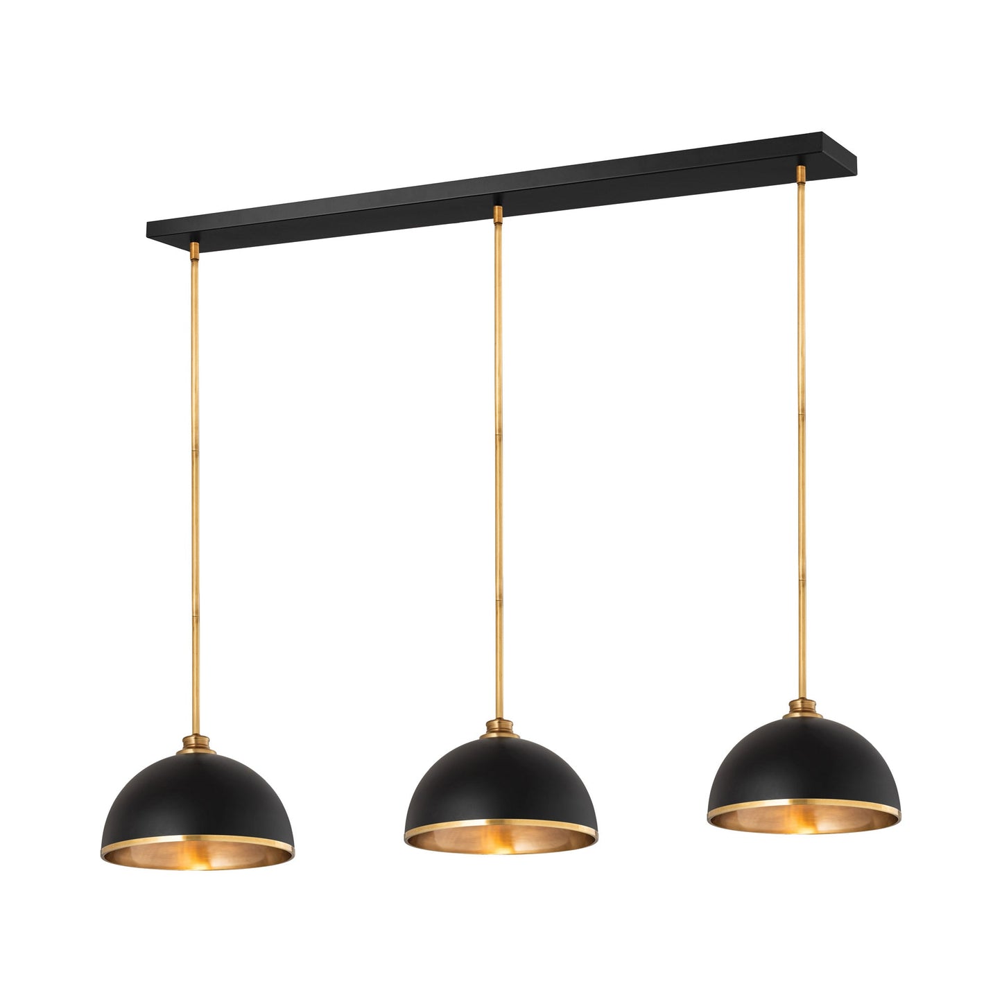 Landry Linear Pendant Light in Matte Black/Rubbed Brass.