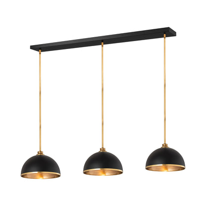 Landry Linear Pendant Light in Matte Black/Rubbed Brass.