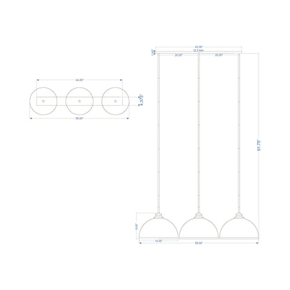 Landry Linear Pendant Light - line drawing.