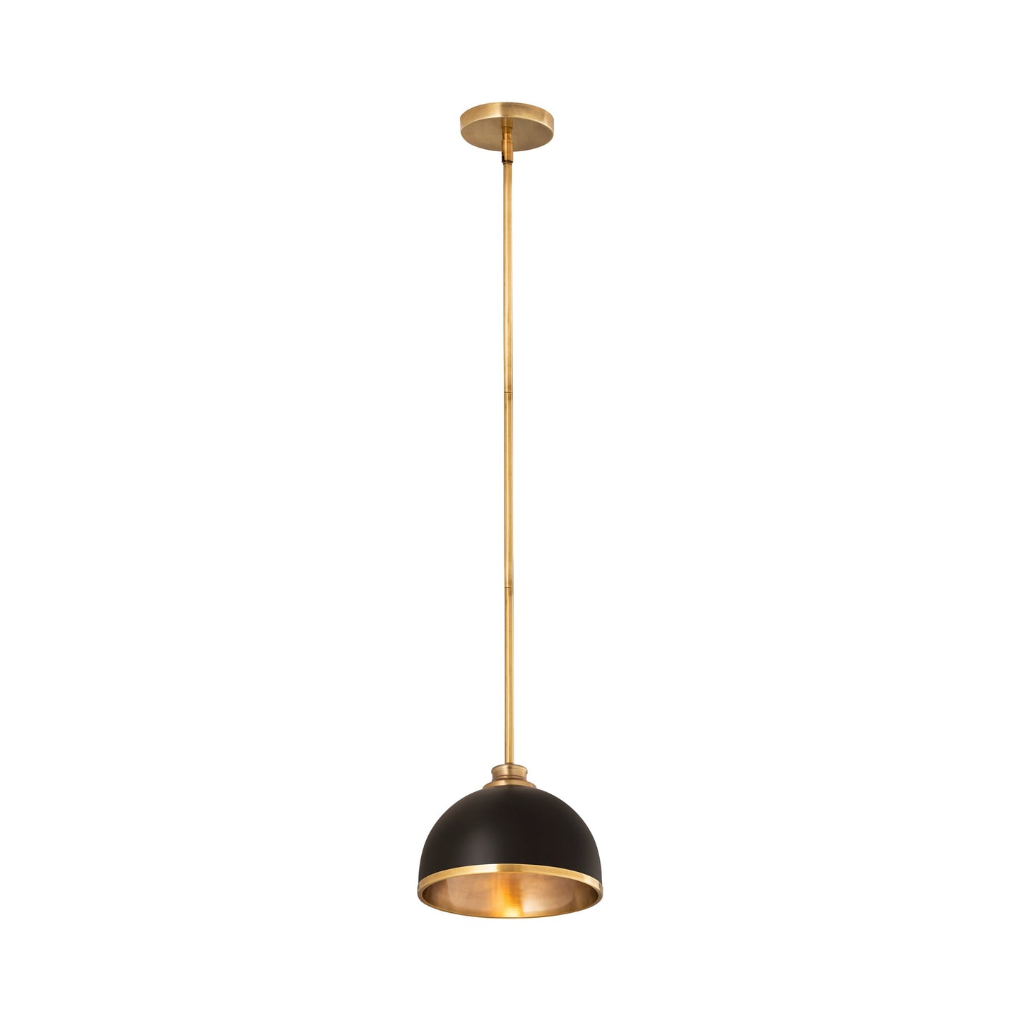 Landry Pendant Light in Matte Black/Rubbed Brass (10-Inch).