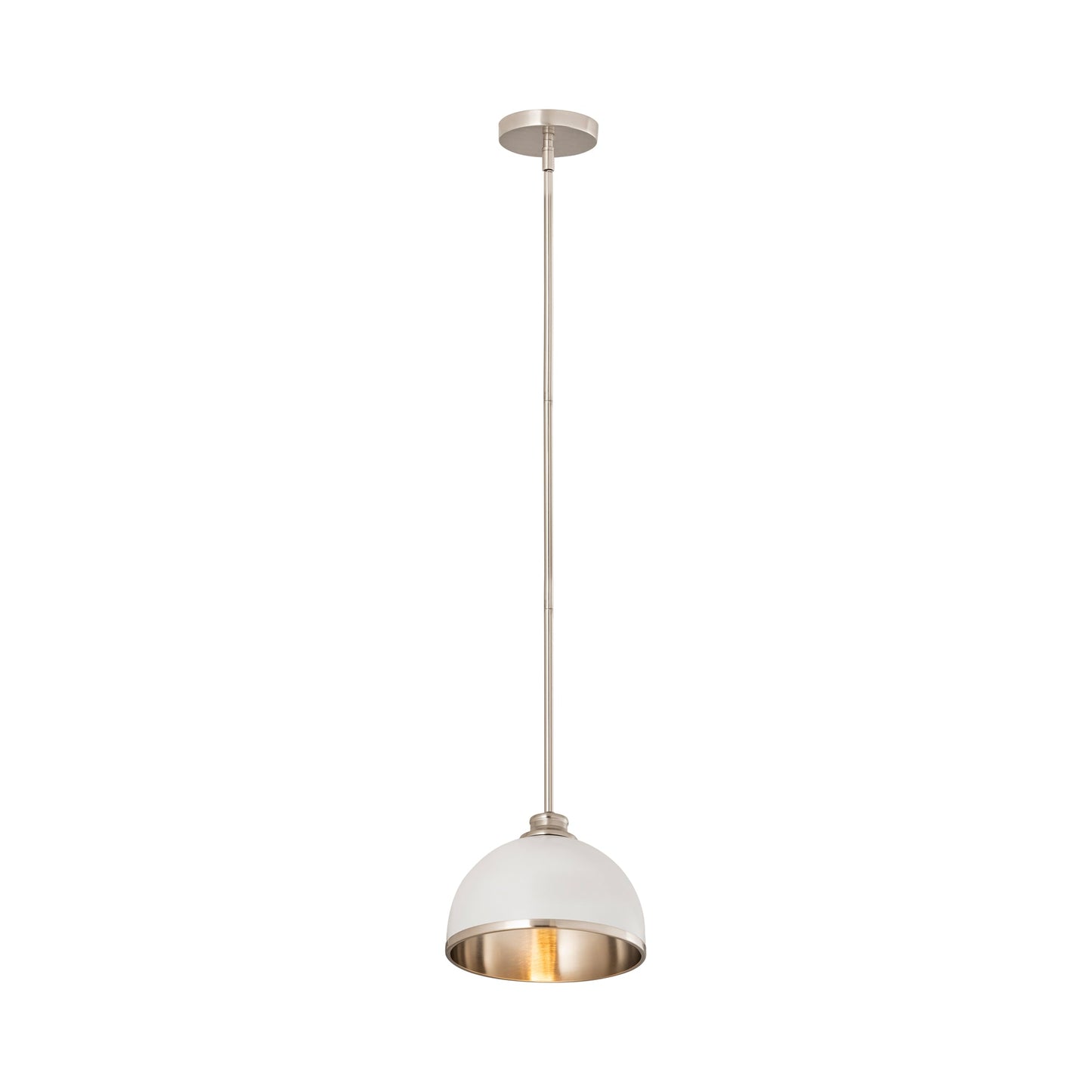 Landry Pendant Light in Matte White/Brushed Nickel (10-Inch).