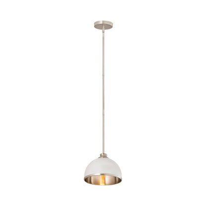 Landry Pendant Light in Matte White/Brushed Nickel (10-Inch).