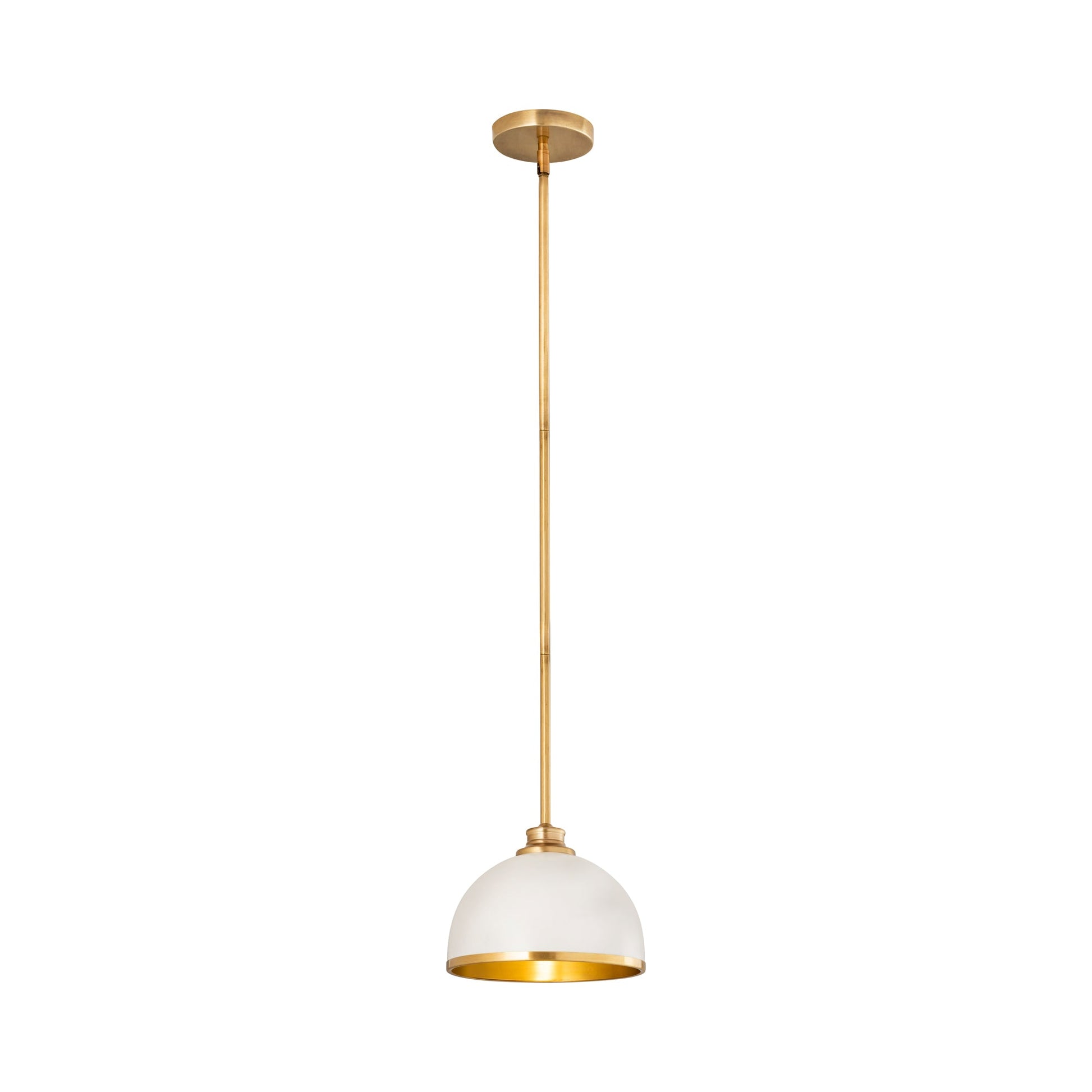 Landry Pendant Light in Matte White/Rubbed Brass (10-Inch).