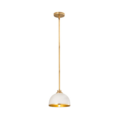 Landry Pendant Light in Matte White/Rubbed Brass (10-Inch).