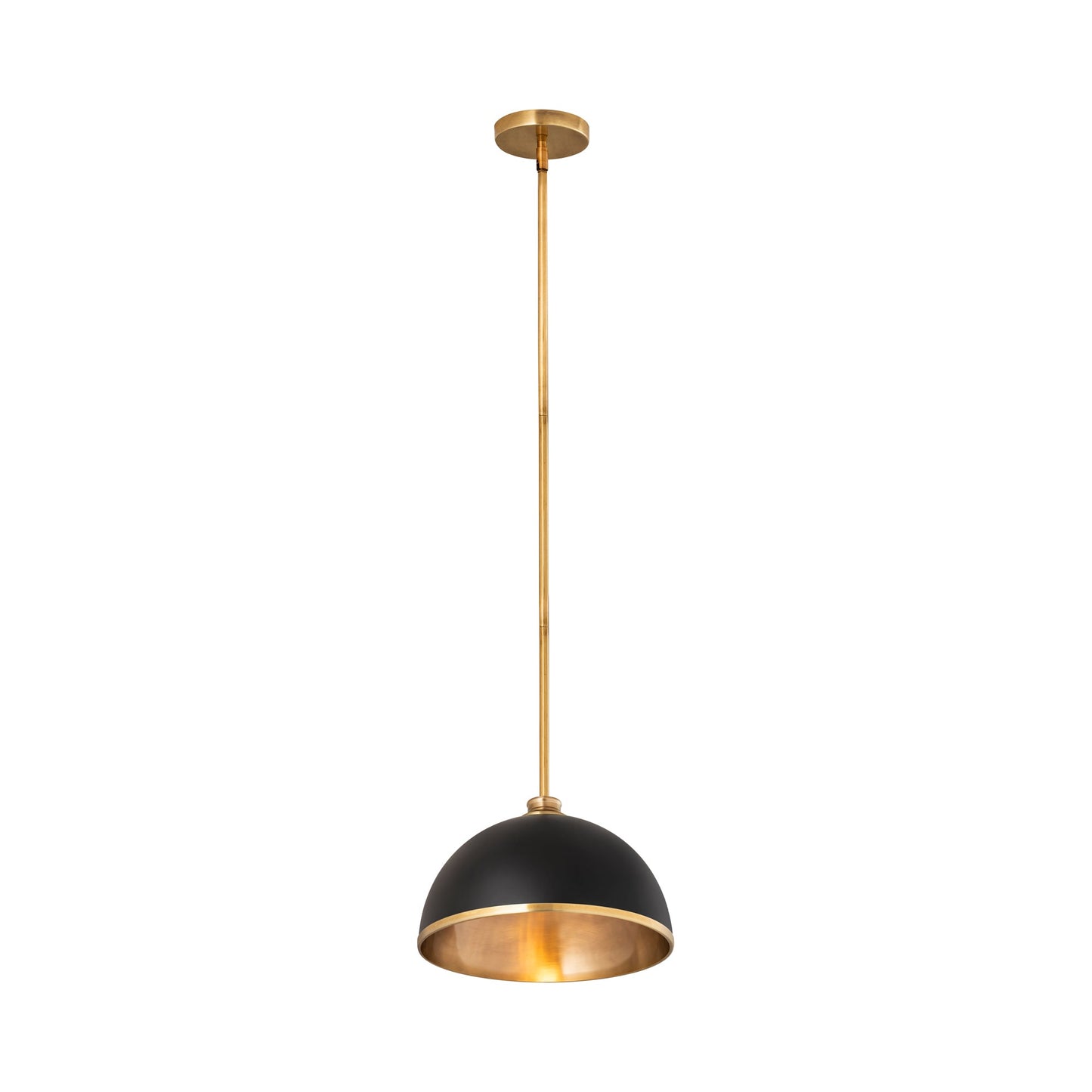 Landry Pendant Light in Matte Black/Rubbed Brass (13.87-Inch).