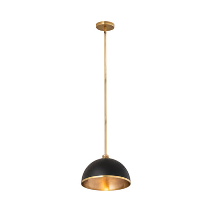 Landry Pendant Light in Matte Black/Rubbed Brass (13.87-Inch).