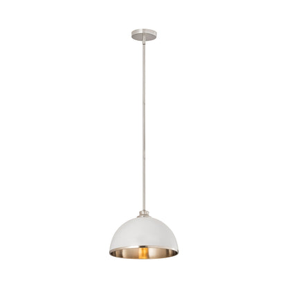 Landry Pendant Light in Matte White/Brushed Nickel (13.87-Inch).
