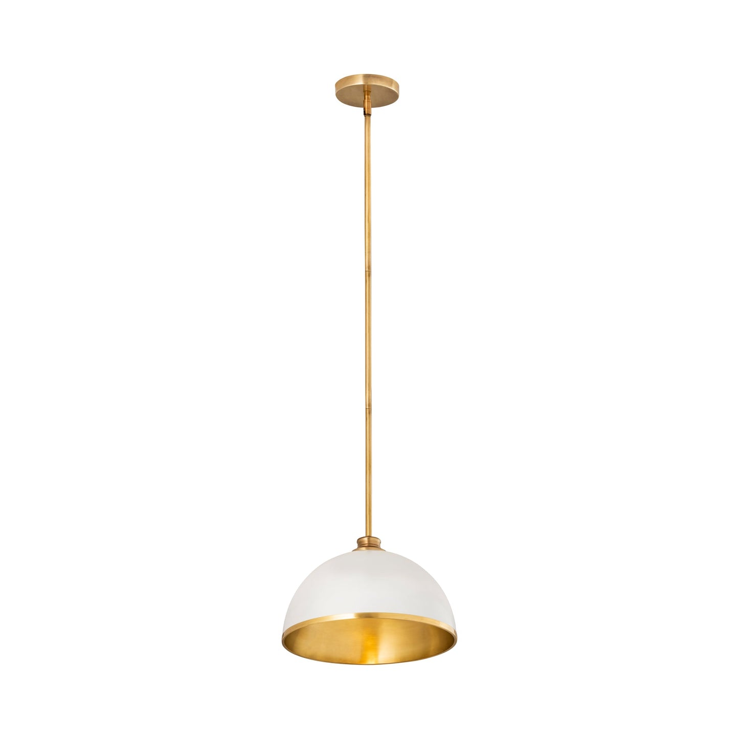 Landry Pendant Light in Matte White/Rubbed Brass (13.87-Inch).