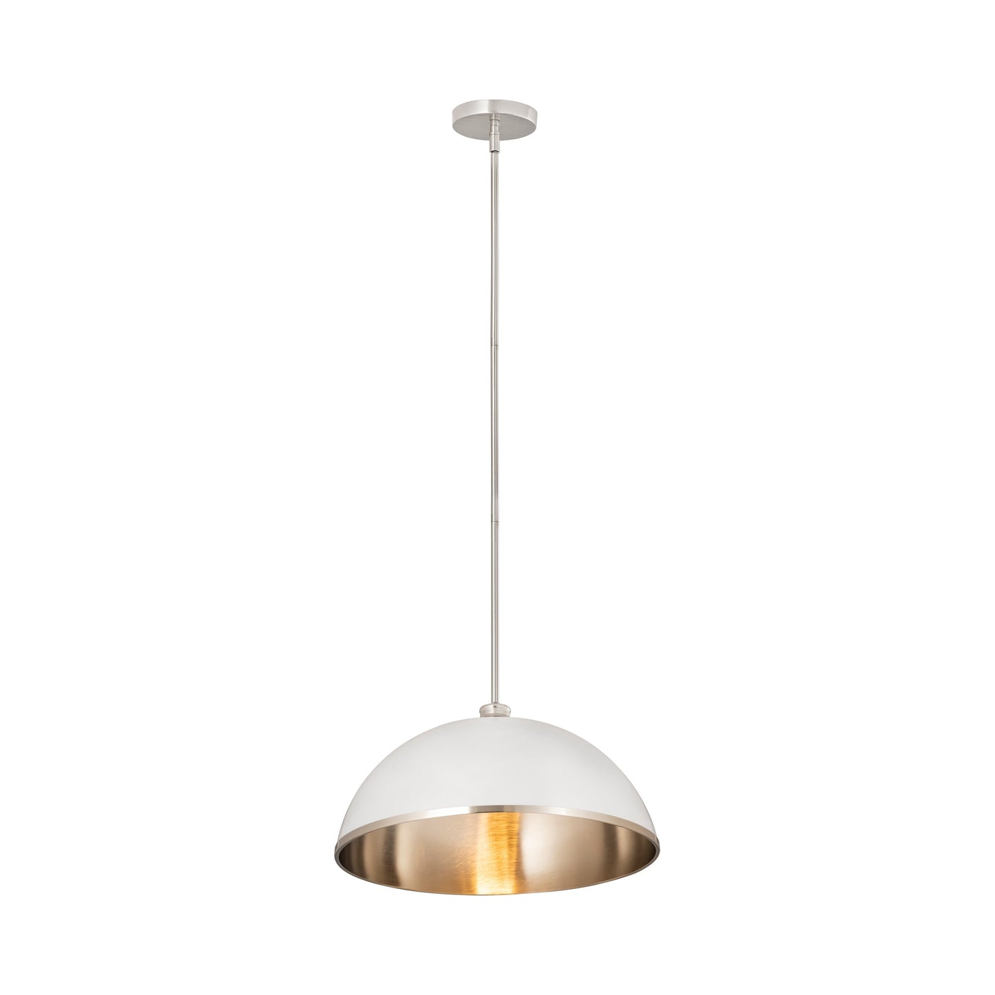 Landry Pendant Light in Matte White/Brushed Nickel (20-Inch).