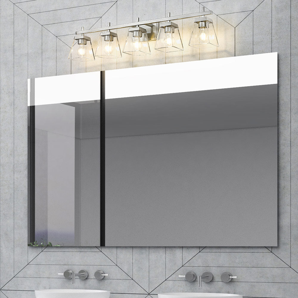 Lauren Bath Vanity Light in bathroom.