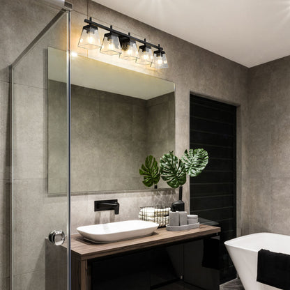 Lauren Bath Vanity Light in bathroom.