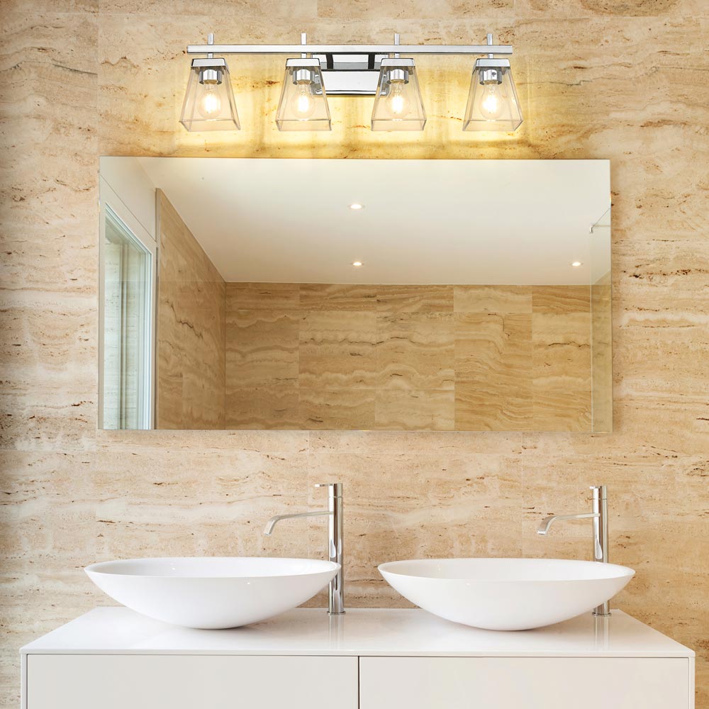 Lauren Bath Vanity Light in bathroom.