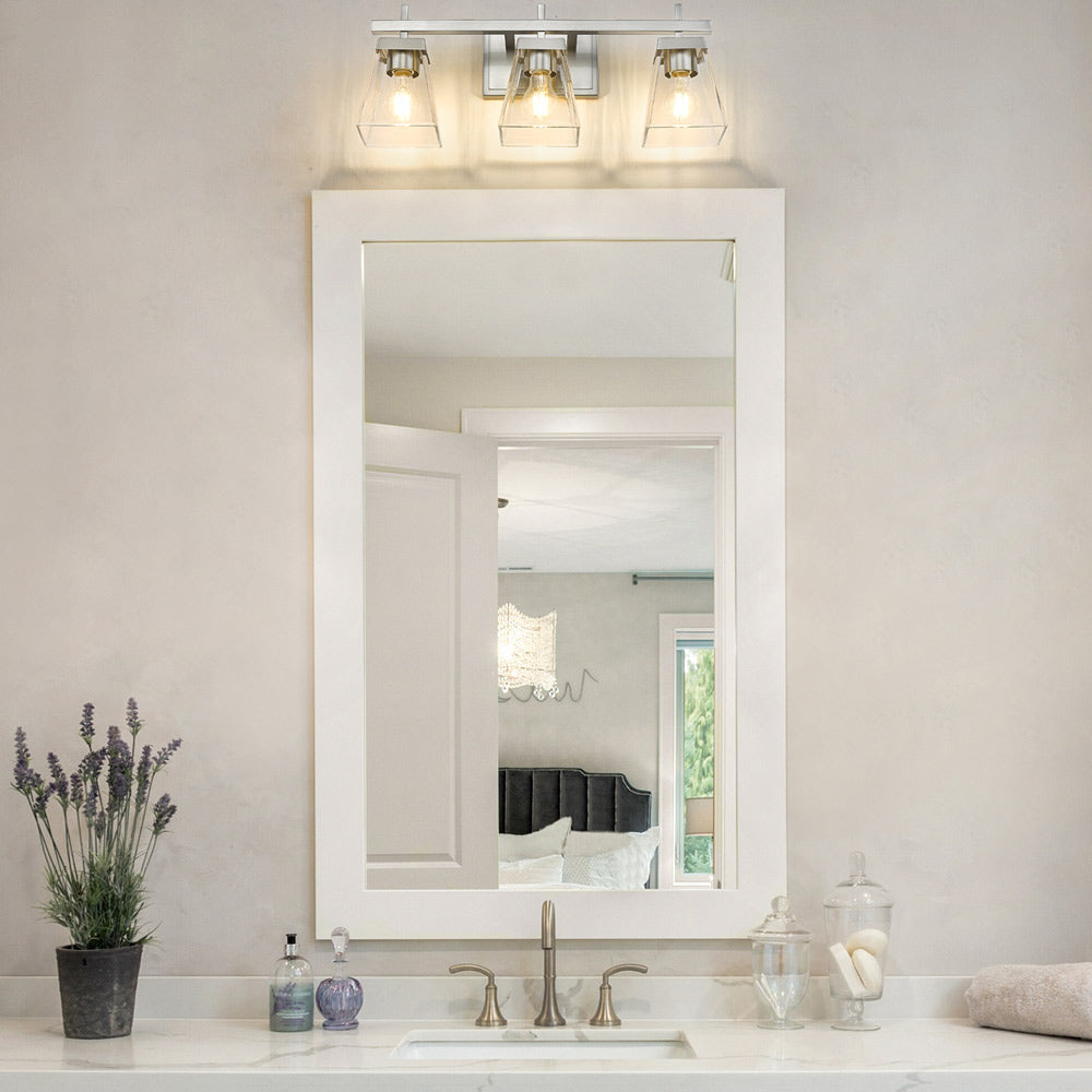 Lauren Bath Vanity Light in bathroom.