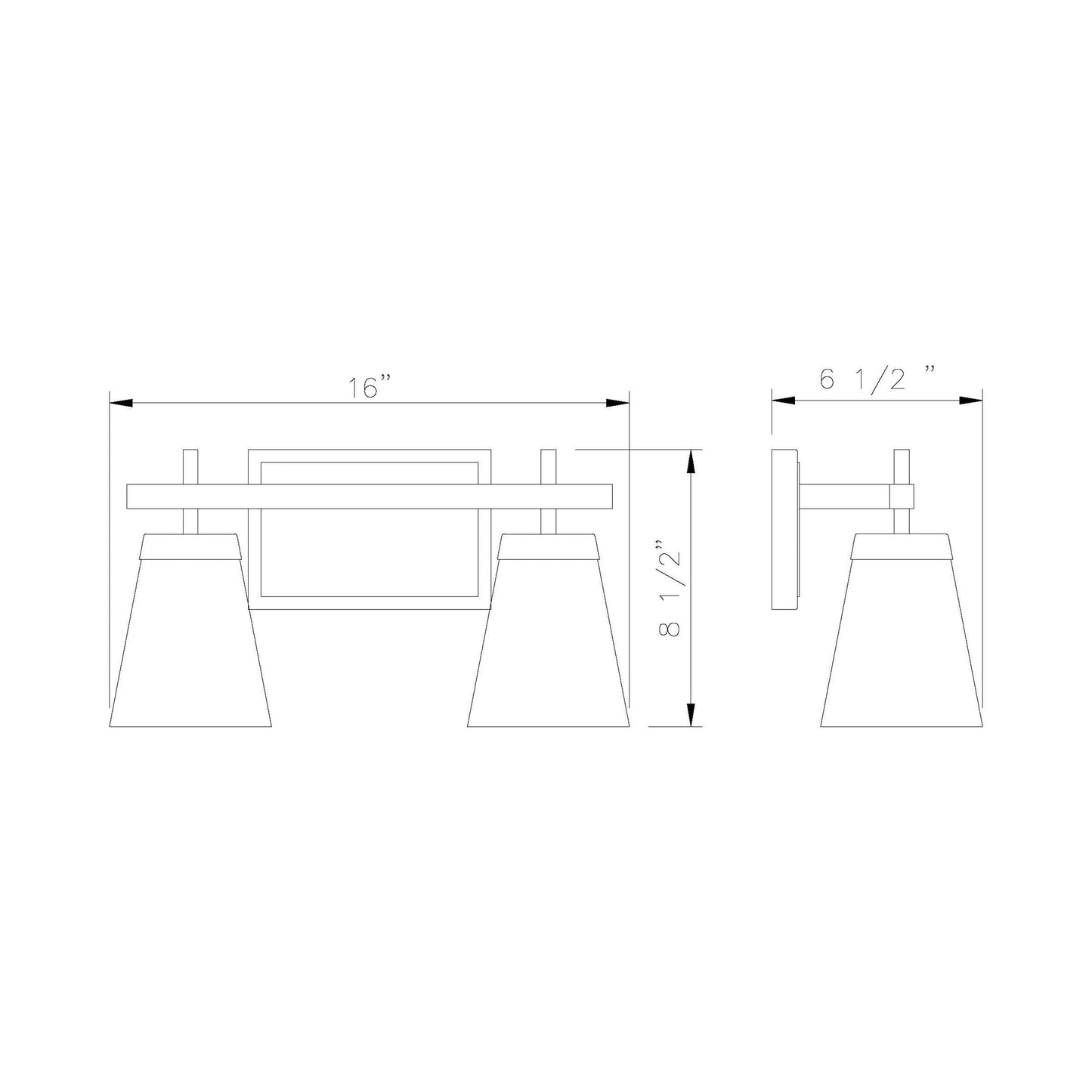 Lauren Bath Vanity Light - line drawing.