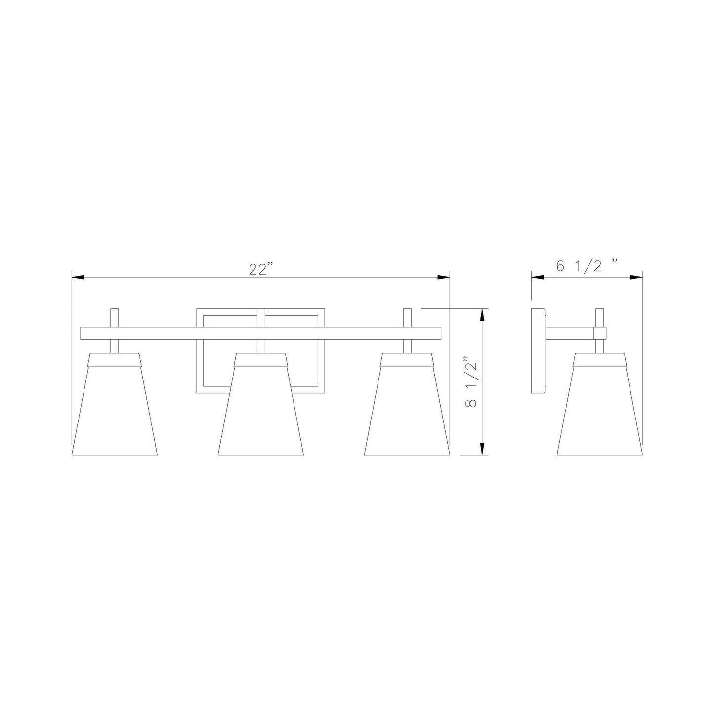Lauren Bath Vanity Light - line drawing.
