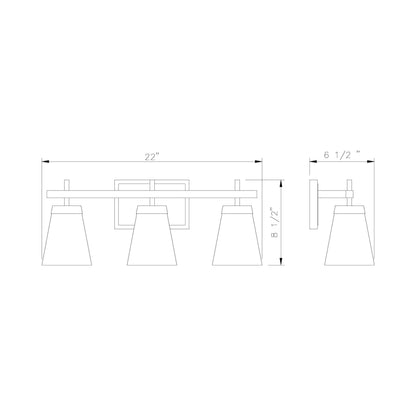 Lauren Bath Vanity Light - line drawing.