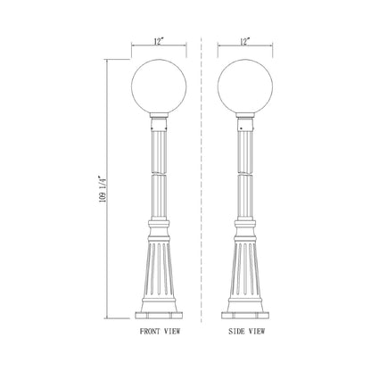 Laurent 519P Outdoor Globe Post Light - line drawing.