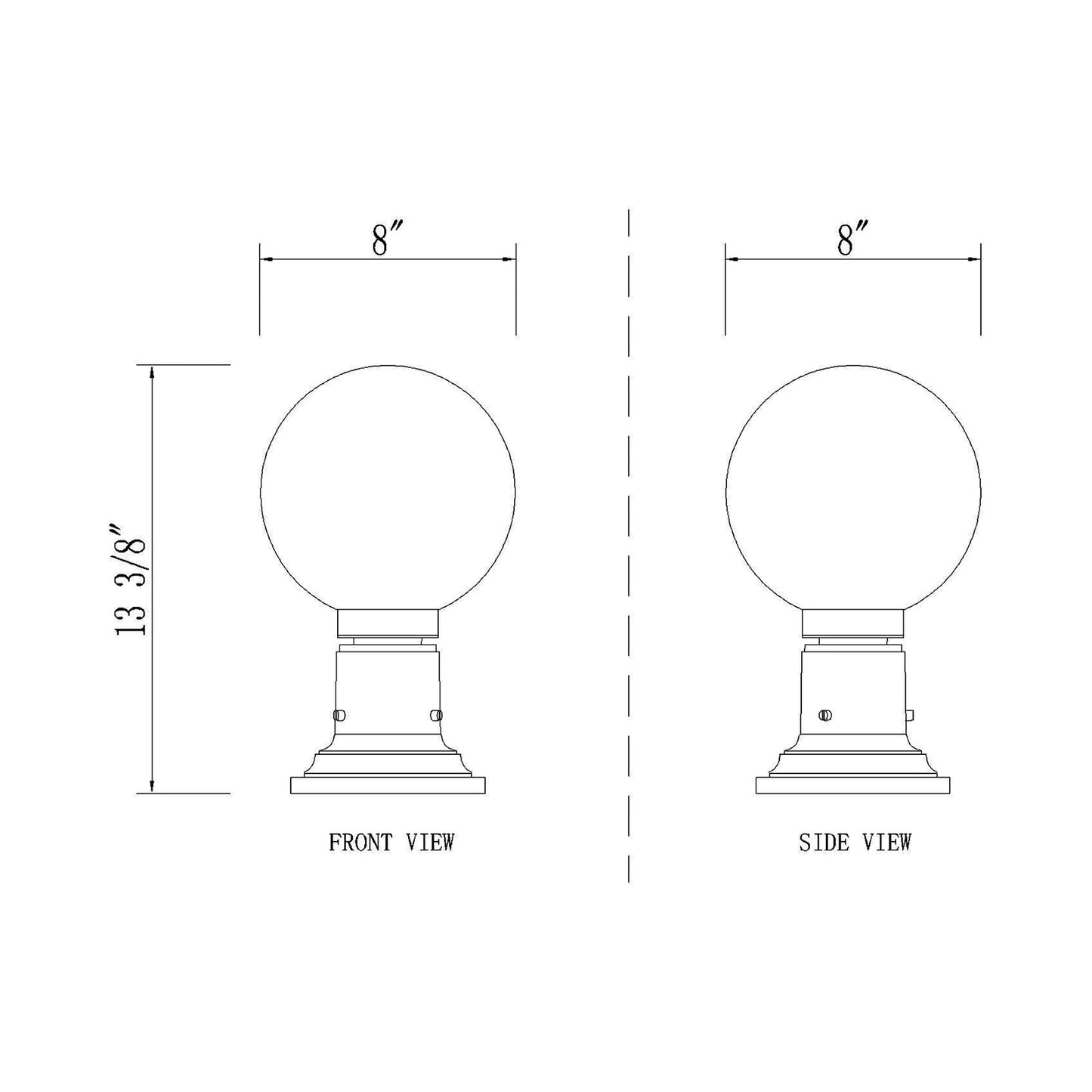 Laurent 533PM Outdoor Pier Mount Light - line drawing.