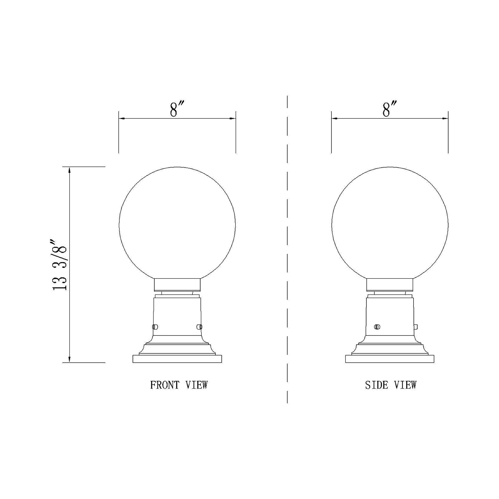 Laurent 533PM Outdoor Pier Mount Light - line drawing.