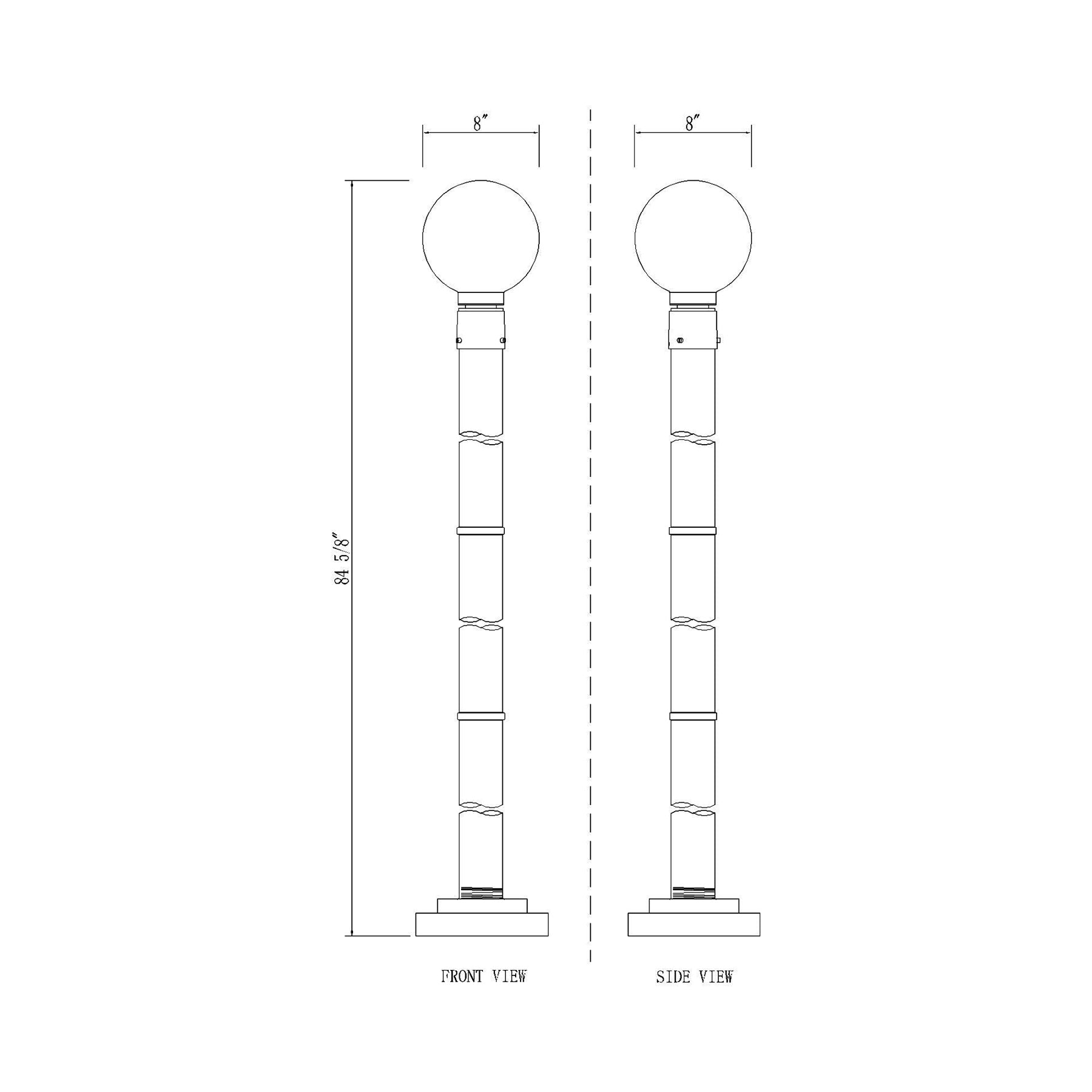 Laurent 567P Outdoor Globe Post Light - line drawing.