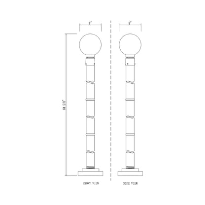 Laurent 567P Outdoor Globe Post Light - line drawing.