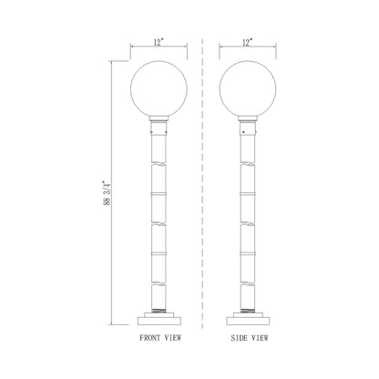 Laurent 567P Outdoor Globe Post Light - line drawing.