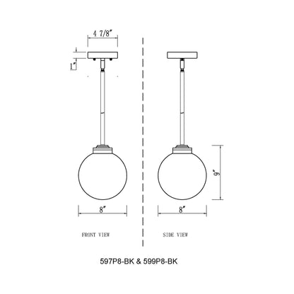 Laurent Outdoor Pendant Light - line drawing.