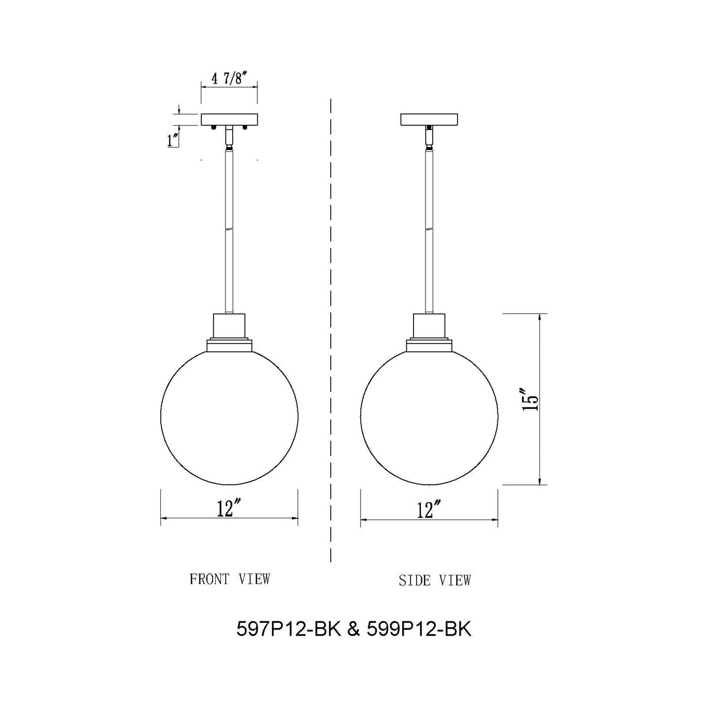 Laurent Outdoor Pendant Light - line drawing.