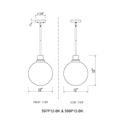 Laurent Outdoor Pendant Light - line drawing.