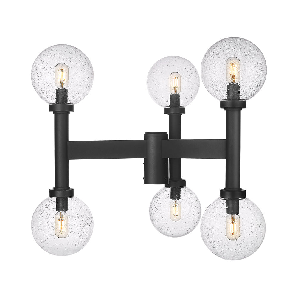 Laurent Outdoor Post Light in Clear Seedy (6-Light/30-Inch).