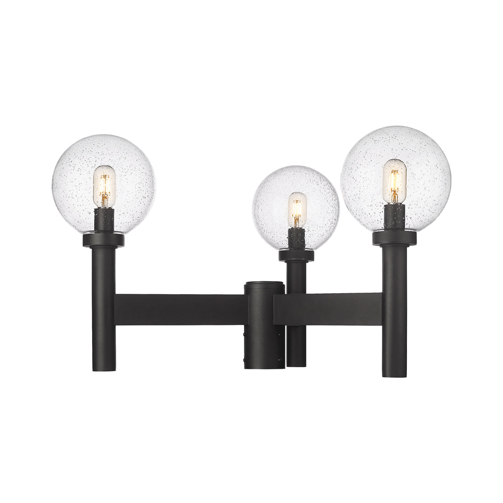 Laurent Outdoor Post Light in Clear Seedy (3-Light/30-Inch).