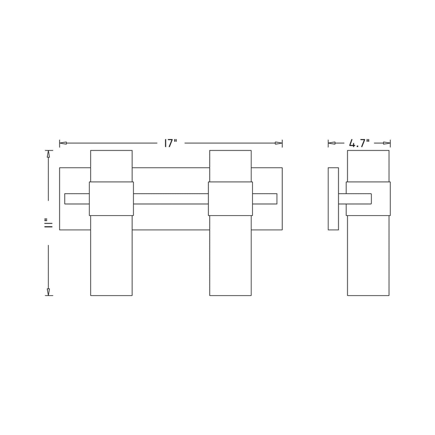 Lawson Bath Vanity Light - line drawing.