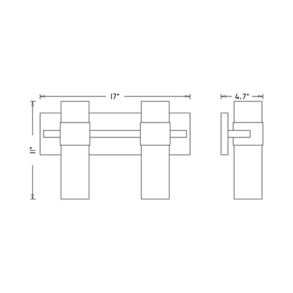 Lawson Bath Vanity Light - line drawing.