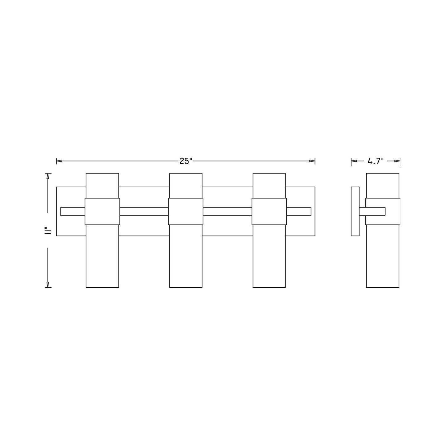 Lawson Bath Vanity Light - line drawing.