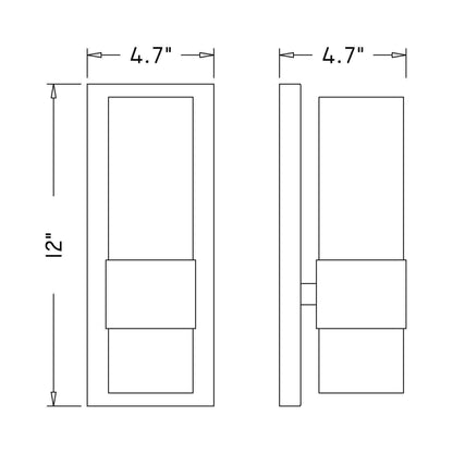Lawson Bath Wall Light - line drawing.