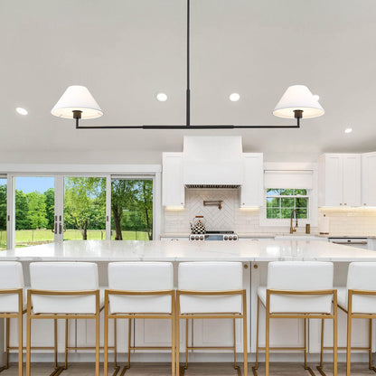 Leila Linear Chandelier in dining room.