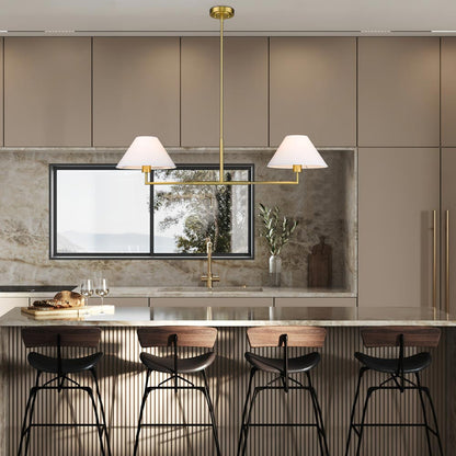 Leila Linear Chandelier in dining room.
